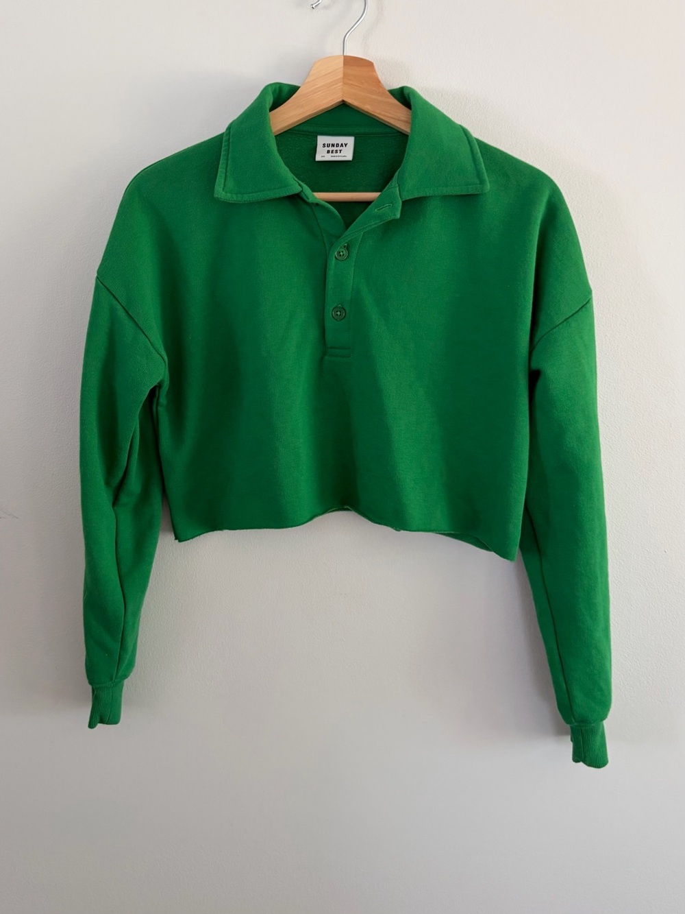 Sunday Best Bright Green Cropped Polo Sweatshirt